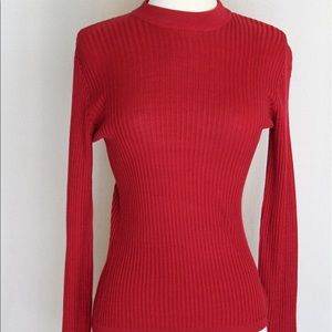 ANN TAYLOR RED LONG SLEEVE SPRING SWEATER